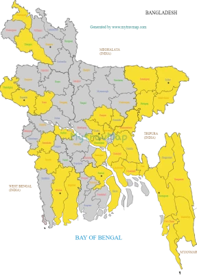 Bangladesh District Map PNG Image