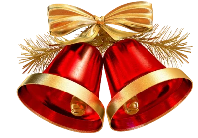 Red Christmas Bells with Golden Bow Free PNG