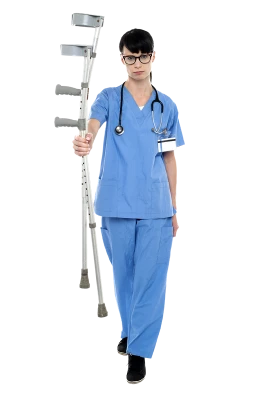 Nurse Holding Crutches Medical Clipart