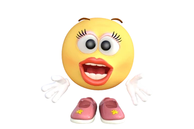 Surprised Emoji with Pink Shoes Transparent Background
