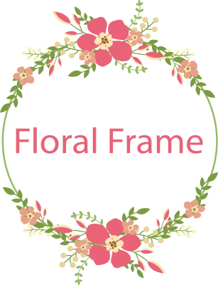 Pink Floral Circle Frame Clipart