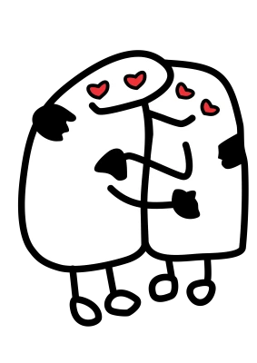 Flork Couple Hugging with Hearts Clipart