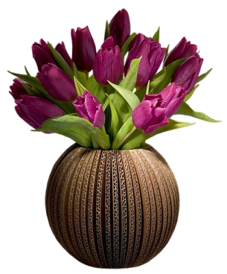 Purple Tulips in Modern Vase Free PNG