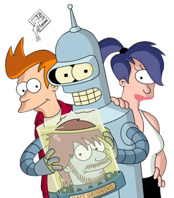 Futurama Characters Fry Bender Leela PNG Image
