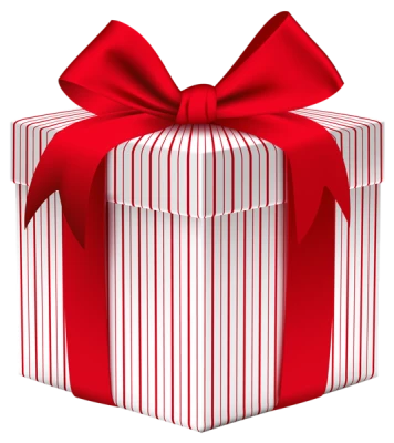 Christmas Gift Box with Red Ribbon PNG Image