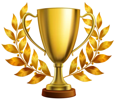 Gold Trophy with Laurel Wreath Transparent Background