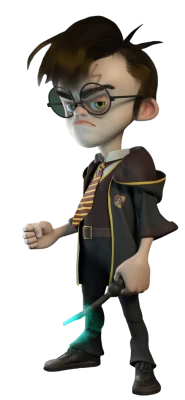 3D Angry Cartoon Wizard Boy PNG Image