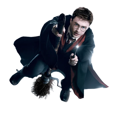 Harry Potter Flying on Broomstick PNG Image
