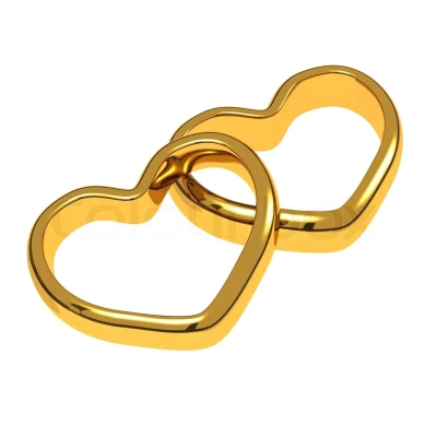 Interlocked Gold Heart Rings PNG Image