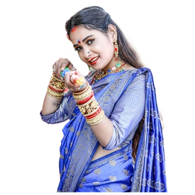 Indian Woman playing Holi with Water Gun PNG Image