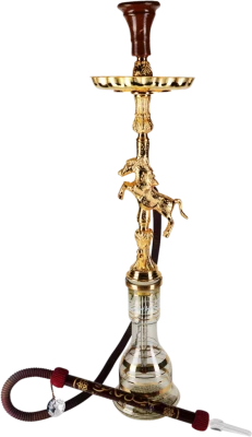 Luxury Gold Hookah with Horse Design PNG Image
