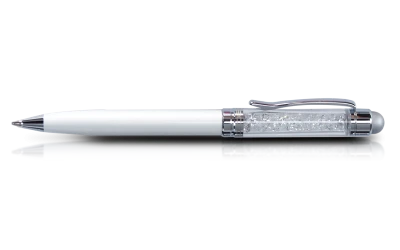 Elegant Silver Pen with Crystals PNG Image