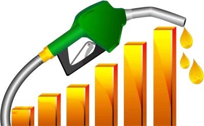 Gas Nozzle with Rising Fuel Price Graph PNG Image