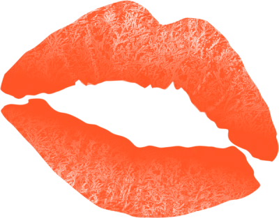 Sexy Orange Lip Print Kiss PNG Image
