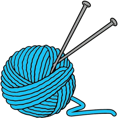 Blue Yarn Ball with Knitting Needles PNG Image