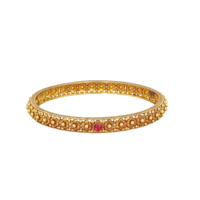 Traditional Indian Gold Flower Bangle PNG Image
