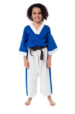 Little Girl in Blue Karate Gi PNG Image