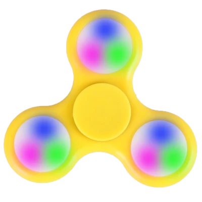 Yellow LED Fidget Spinner Transparent Background
