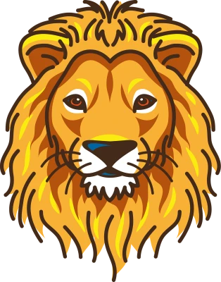 Yellow Lion Head Mascot Logo Free PNG