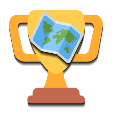 Trophy with World Map Icon Clipart