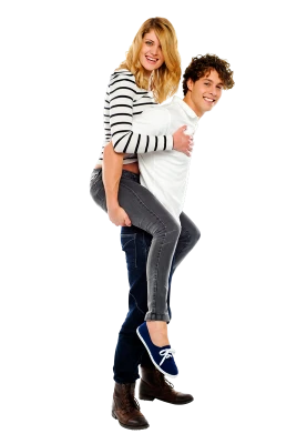 Happy Couple Piggyback Ride PNG Image