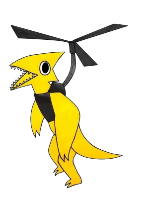 Pteranodon with Propeller Character PNG Image