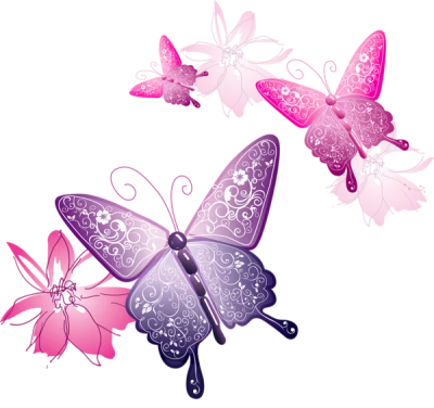 Decorative Pink and Purple Butterflies Free PNG