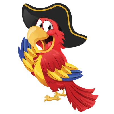 Cartoon Pirate Parrot with Hat Free PNG