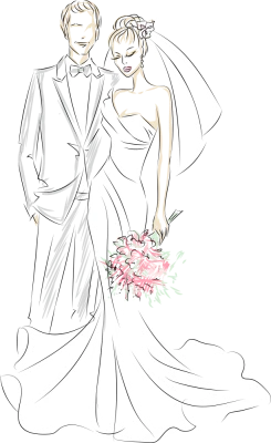 Wedding Couple Bride Groom Sketch Free PNG