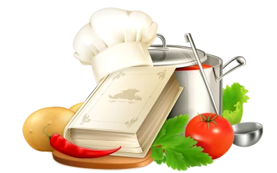 Cookbook and Vegetables Cooking Art Free PNG