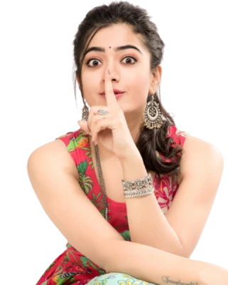 Rashmika Mandanna Shh Gesture PNG Image