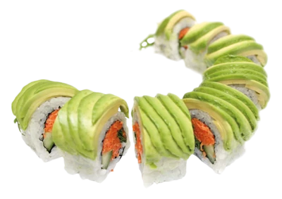 Dragon Sushi Roll with Avocado PNG Image