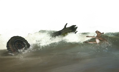Conceptual Roadside Flood Scene PNG Image