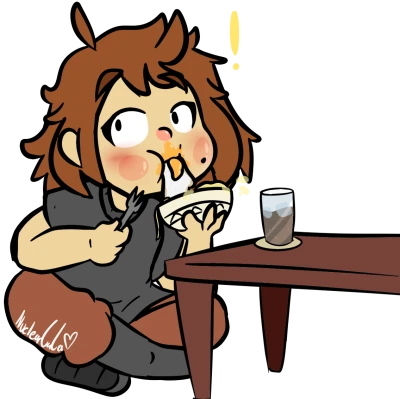 Girl Eating Noodles Illustration PNG Image