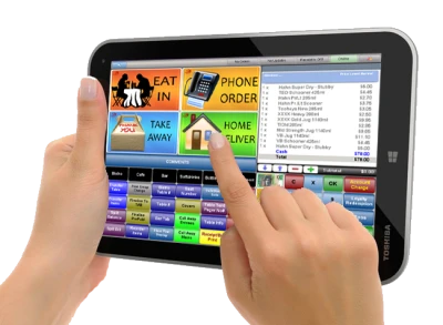 Hand Using Tablet POS PNG Image