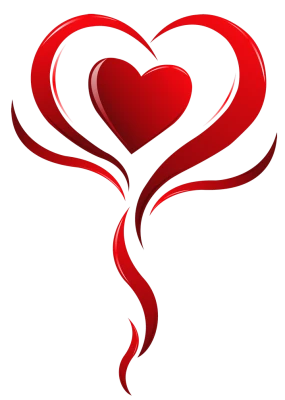 Decorative Stylized Red Heart with Swirls Free PNG