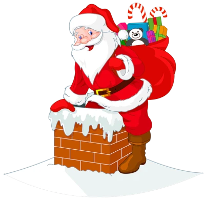 Santa Claus Entering Chimney Christmas Free PNG