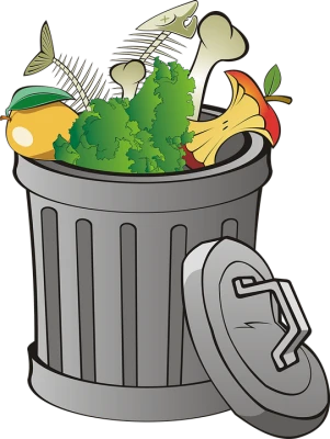 Metal Trash Can with Food Waste Free PNG