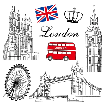 London City Landmarks Illustration Set Free PNG