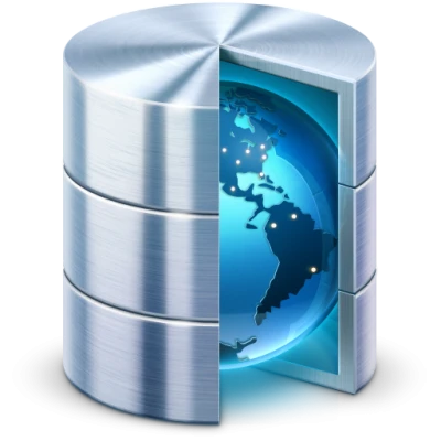 Database Server with Globe Icon Free PNG