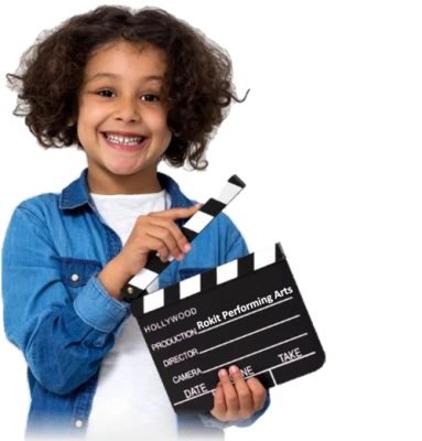 Smiling Child with Film Clapperboard Free PNG
