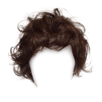 Messy Brown Hair Wig Mockup Free PNG