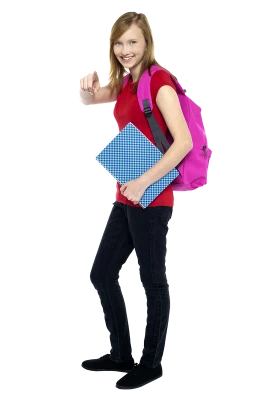 Student Girl with Backpack and Notebook Free PNG