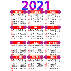 2021 Calendar PNG – Transparent Background 1