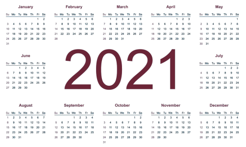 2021 Calendar PNG – Transparent Background 3
