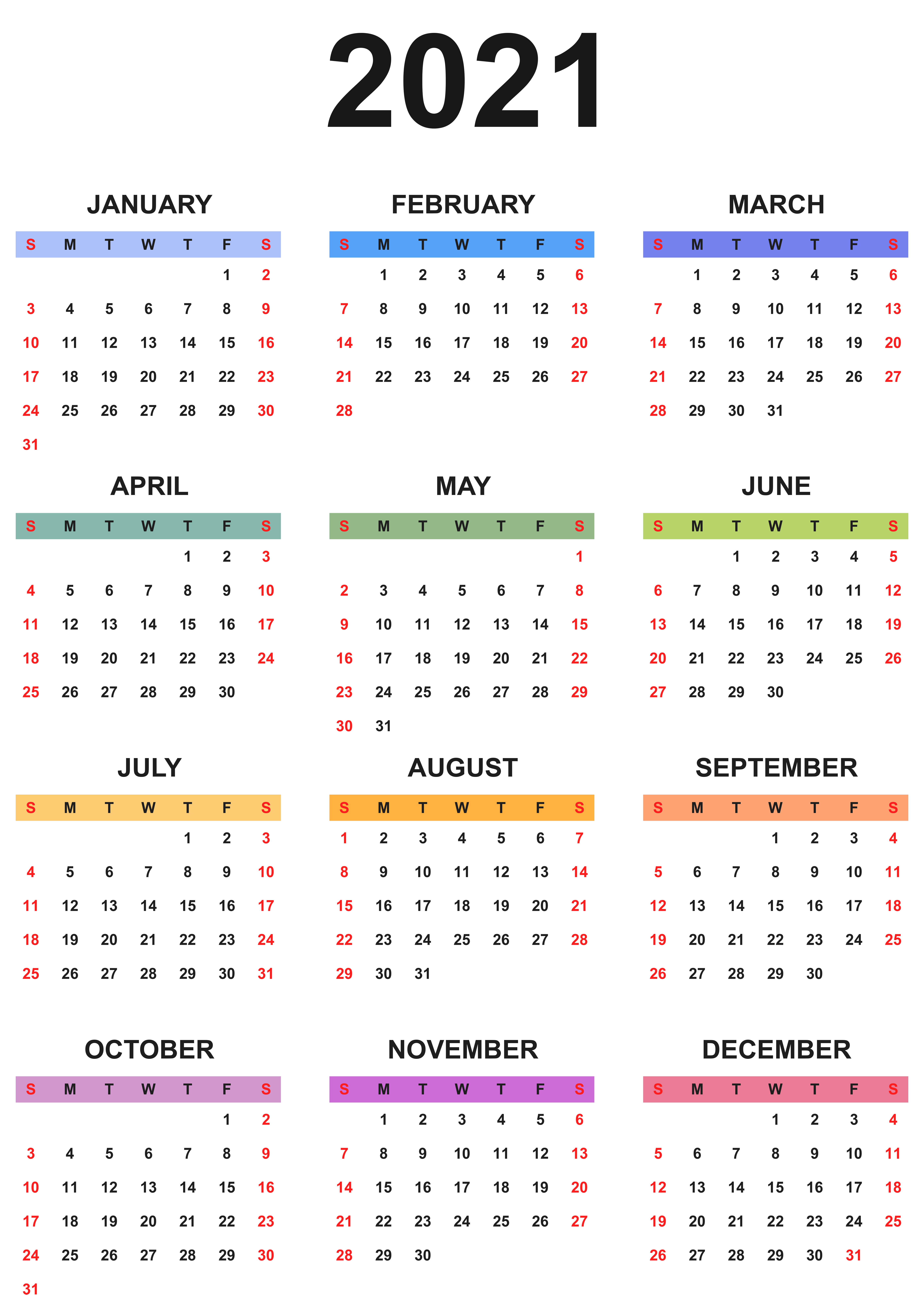 2021 Calendar PNG – Transparent Background 4