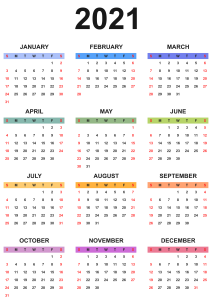 2021 Calendar PNG – Transparent Background 4