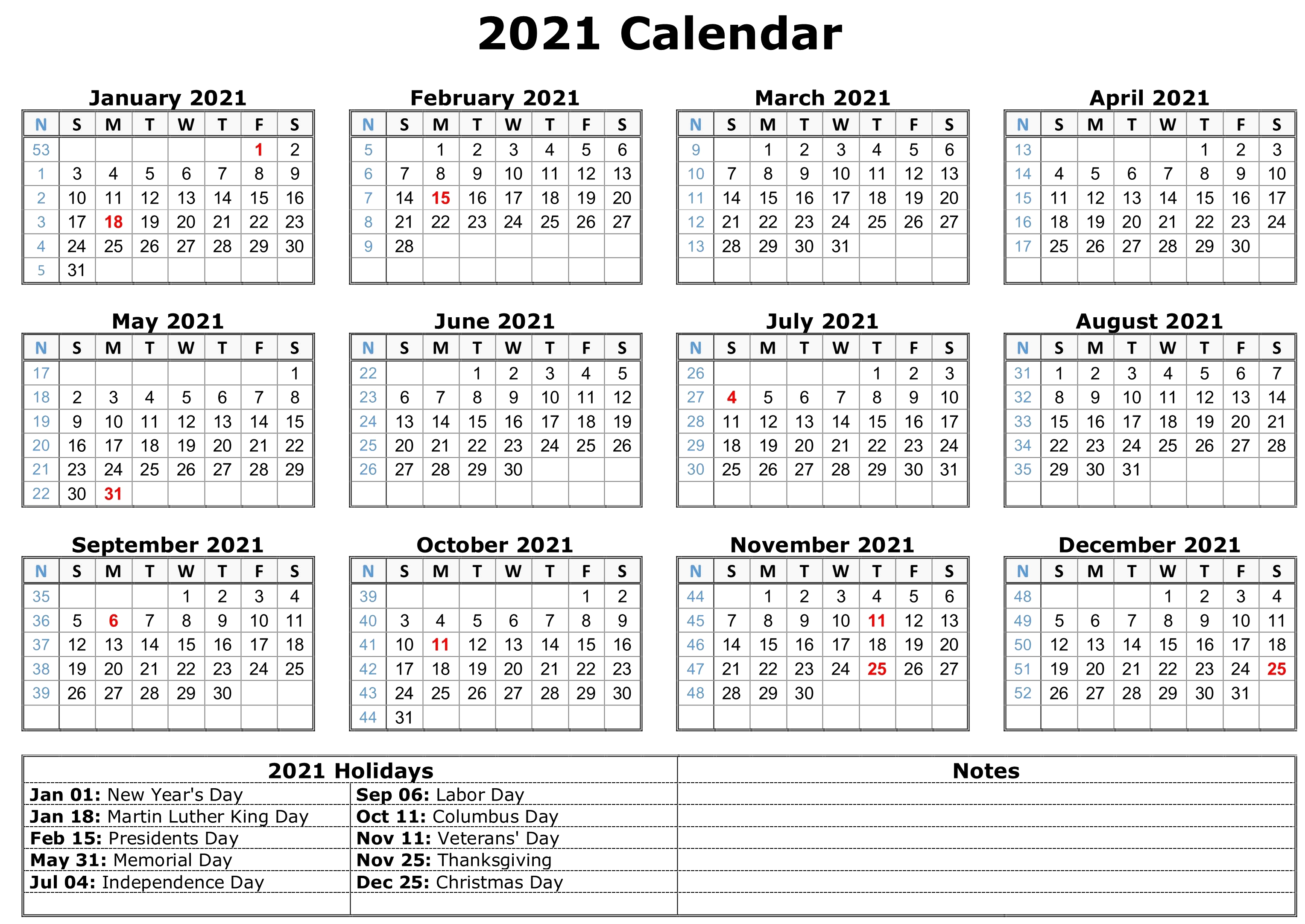 2021 Calendar PNG – Transparent Background 8