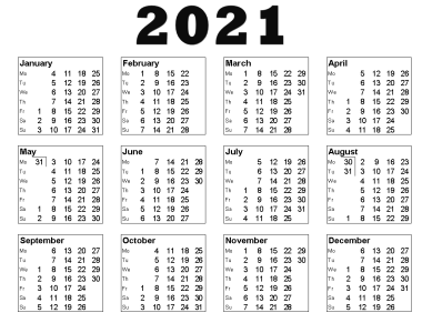 2021 Calendar PNG – Transparent Background 10