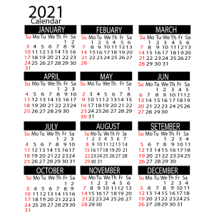 2021 Calendar PNG – Transparent Background 15